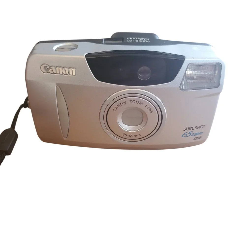 Canon Sure Shot 65 Zoom 35mm Film Camera Silver 38-65mm Lens with Strap WORKS - Picture 13 of 13